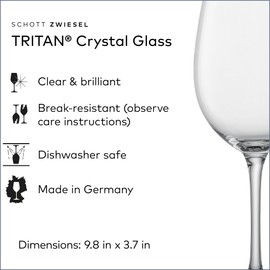 SCHOTT ZWIESEL Classico Bordeaux Red Wine Glass (Set of 6), Bordeaux Glasses for Red Wine, Dishwasher-Safe Tritan Crystal Glasses, Made in Germany (22 Ounce)