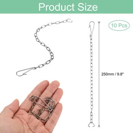 uxcell 10Pcs Toilet Flapper Chain, 9.8" 304 Stainless Steel Toilet Handle Chain Universal Toilet Handle Replacement Kit with Hook and Ring for Toilet Flapper Lift Chain Replacement