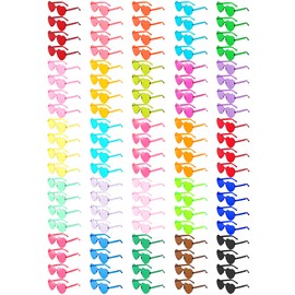 YWL 100 Pairs Heart Sunglasses Bulk for Women, Fun Trendy Colorful Rimless Party Heart Glasses, Valentine's Day Party Favors, Assorted Candy Colors