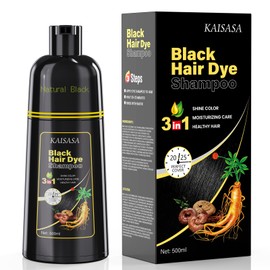 Black Hair Dye Shampoo gegen graue Haare 500 ml natürliches 3-in-1 Haarfärbeshampoo in Schwarz, semi-permanente Haarfarbe für Männer und Frauen