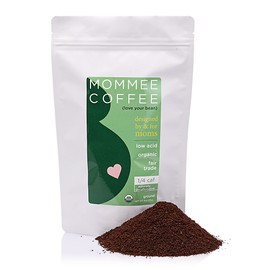 Mommee Coffee Quarter Caf Ground Low Acid Coffee - 100% Arabica Organic Coffee Beans with Smooth Caramel Flavor - Medium Grind for Drip, Reusable One Cup Filters - 11 oz