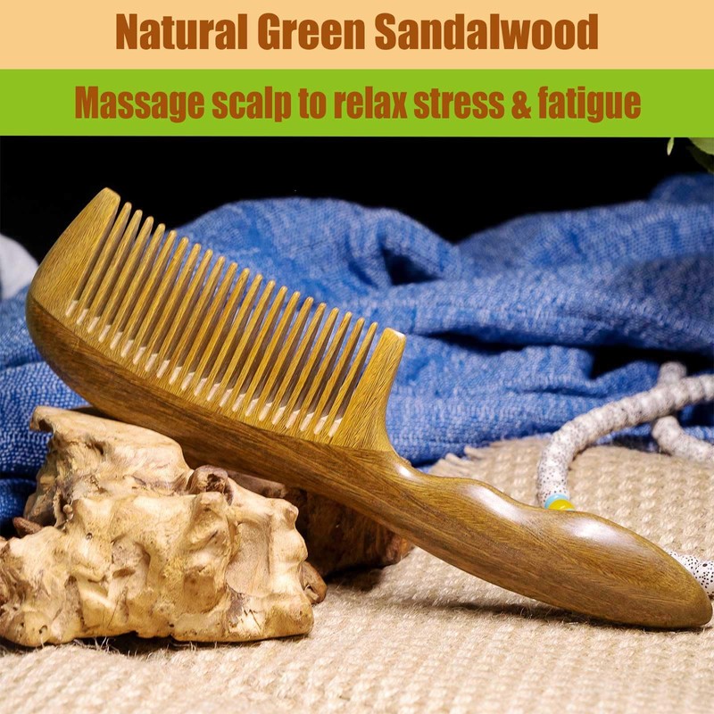 Grehge Wooden Comb with Handle Wood Comb for Women Hair