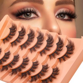 Dirbeauty Fluffy False Eyelashes Mink Lashes 8D Volume False Eyelashes Thick Soft Curly Fake Lashes 7 Pairs Black
