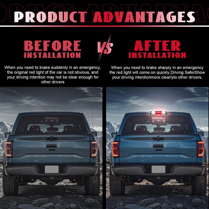 Nrgedzam LED Third Brake Light for Ford F150 Smoked Lens