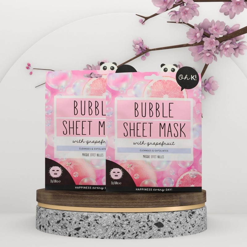 Oh K! Bubble Sheet Mask - Grapefruit - Korean Face