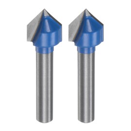 sourcing map 2pcs Router Bits 1/2" Dia 1/4" Shank 90 Degree V Type End Mill Carbide for Woodworking Carpentry Engraving Edge Trimmer Cutter Tool