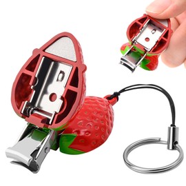 PAVIKE Nail Clippers, Nail Clippers, Cute, Small, For Limbs, Unisex, Strawberry Shape, Strap, Stainless Steel Pocket, Manicure Set, For Travel, Camping, Outdoor Use