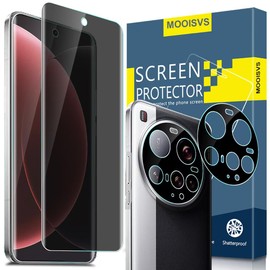 MOOISVS [2+2pack for Xiaomi 15 Ultra 3D Curved Privacy Tempered Glass Screen Protector +Camera Lens Protector, Ultra HD Tempered Glass Film, Anti-Spy, 9H Hardness, Anti-Scratch, Bubble Free