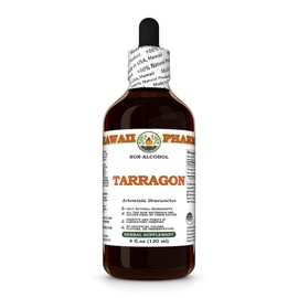 Tarragon (Artemisia Dracunclus) Dry Leaf Glycerite, Made in Hawaii, All Natural, Vegan, Lab Tested Alcohol-Free Liquid Extract - 4 fl.oz