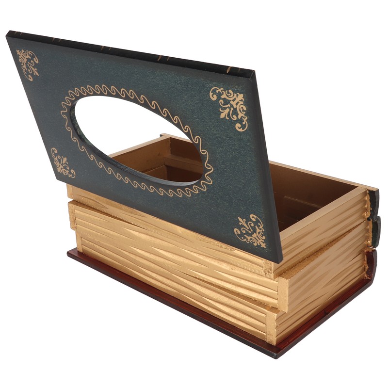 Book Tissue Box Cover Antique Rectangular Dispenser Napkin Holder for