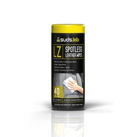 Suds Lab LZ Spot-Less Leather Wipes, Clean, Condition, Protect and Prevent Cracking or Fading of Leather Furniture, Car Seats, Shoes, 40 count