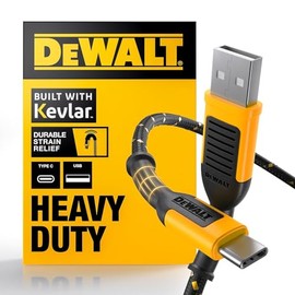 DEWALT - Cable USB a USB C resistente, cable USB tipo C de alta velocidad, USB a tipo C, cable de carga rápida USBC de carga rápida para iPhone 17/16/