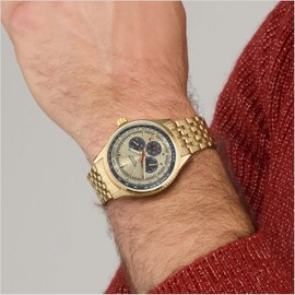 Sekonda Maverick Men's 43 mm Quartz Watch with Analogue Display, Champagne Gold Bracelet, pilot