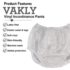 Vakly Adult Vinyl Waterproof Pull-On-Cover Incontinence Pants (This is not a Diaper) Oversized Waterproof Underwear Protection to GO ON TOP of/Together with Diapers & Briefs as a Added Leak Resistance