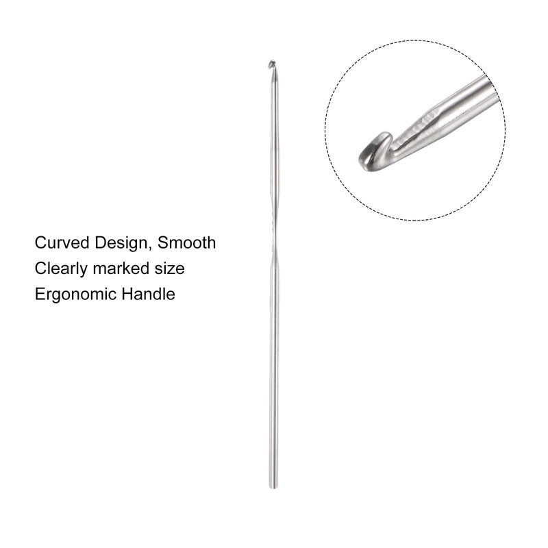 uxcell 20Pcs Crochet Hook Stainless Steel 1.5mm US Size 8