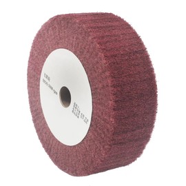 JUNLIXN 6'' X 2'' Extra Thick Non-Woven Polishing Wheels 320 Grit Nylon Wire Drawing Abrasive Buffing Flap Wheels for Die/Bench Grinder (Red)