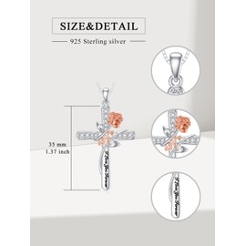 Flpruy Rose Cross Necklace for Wife from Husband 925 Sterling Silver I Love You Forever Neckalce to My Stunning Wife Cross Jewelry Gifts