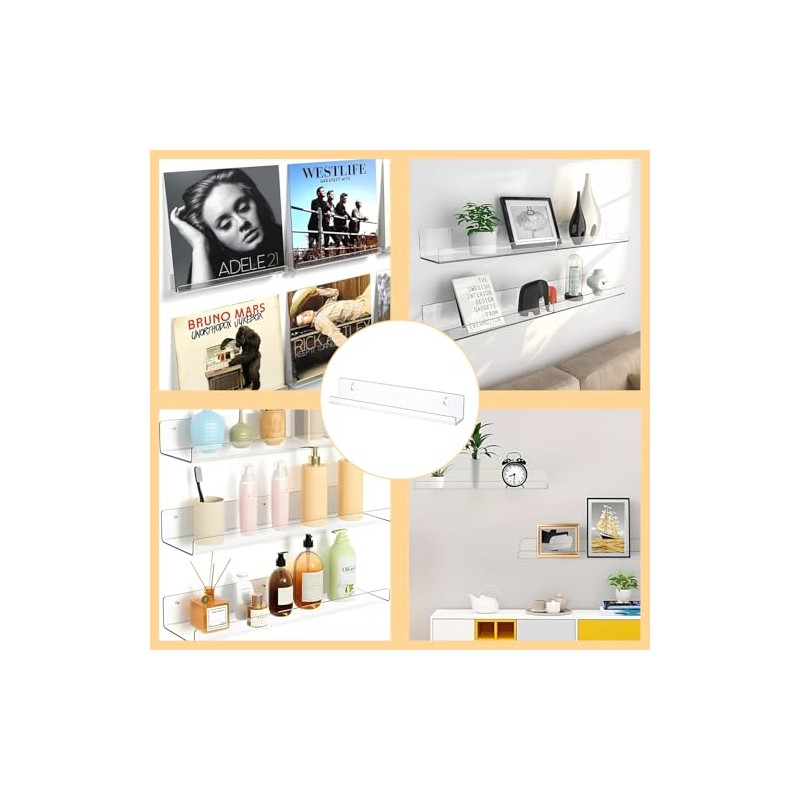 8Pcs Estantes Flotantes para Discos de Vinilo, Soporte para Vinilos