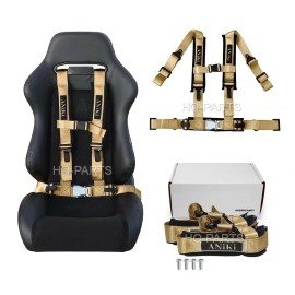 ANIKI DARK GOLD 4 POINT AIRCRAFT BUCKLE RACING SEAT BELT HARNESS FOR POLARIS UTV