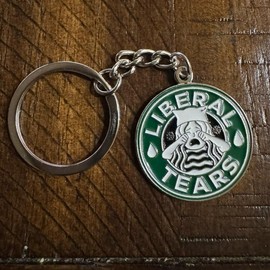 Liberal Tears Keychain - Green Design with White Text - Features tears of liberals