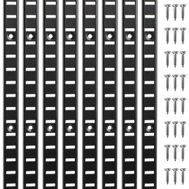 Aothotop 8 Pcs 36 Inch Black Shelf Track Adjustable Shelf Track System Metal Pilaster Strip Shelf Standards Brackets for Storage Closet Wall Shelf Organization