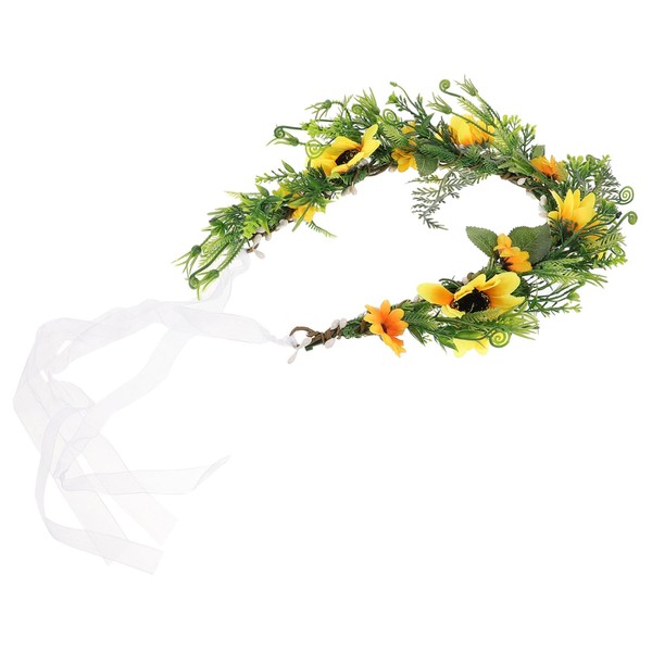 Baluue Bohemian Sunflower Hair Garland for Weddings Elegant Floral Wreath