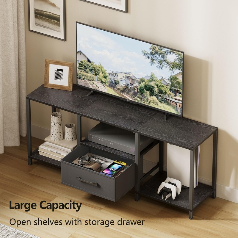 JARHETUN TV Stand with Fabric Drawer for 55 Inch TV,
