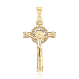 Richapex 18K Gold Crucifix Pendant Necklace for Men Women, Jesus Cross Pendant for Man Gift