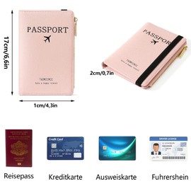 gvivej Passport Cover, Passport Cover, Travel Wallet with RFID Blocker, for Credit Cards, ID and Travel Document (Pink), pink, NO
