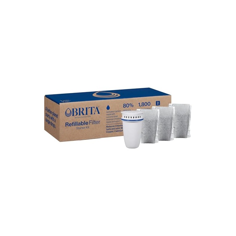 Brita Refillable Filter Starter Kit for Pitchers and Dispensers, BPA-Free,