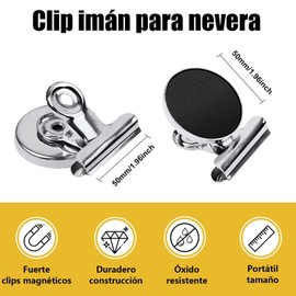 Clip Magnéticos De Nevera para el Hogar, Oficina, Escuela, Congelador, Cocina, Refrigerador, Plateado (Plateado, 50 * 50mm)