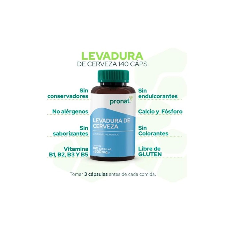 Pronat Levadura Cerveza Suplemento Alimenticio Calcio Fósforo Vitaminas Complejo 140
