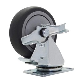 Caster 4 INCH Swivel Brake 375 lb Thermoplastic Rubber, Standard Plate 1-3/4"x2-7/8"