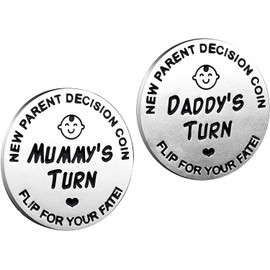 TCMCZ 1 PCS New Parents Decision Coin,Funny Stainless Decision Coin for New Parents,Mother's Day, New Mum Gifts,Birthday, Anniversary, Stainless Steel(Silver)