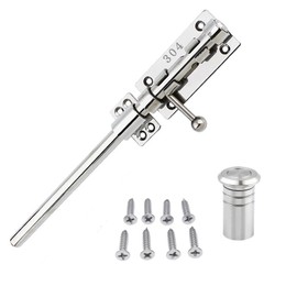 YAZREM Slide Bolt Gate Latch Thickened 304 Stainless Steel Latches Heavy Duty Safety Barrel Bolt Door Lock with Padlock Hole and Dust Canister for Wooden Fence, Yard Door, Barn Door, Shed Door