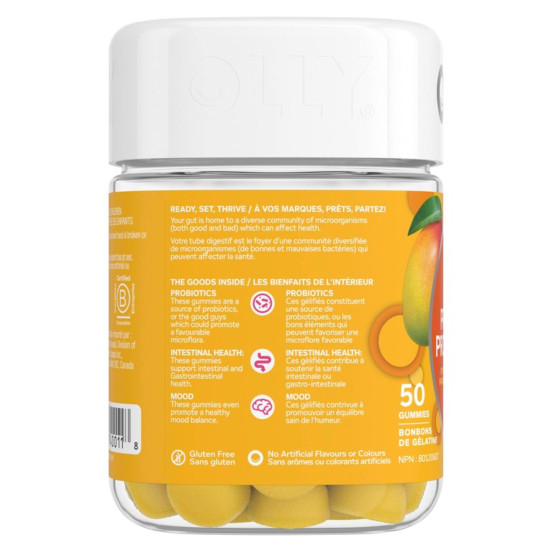 OLLY Probiotic Supplement Mango Chewable Gummy to support gut health