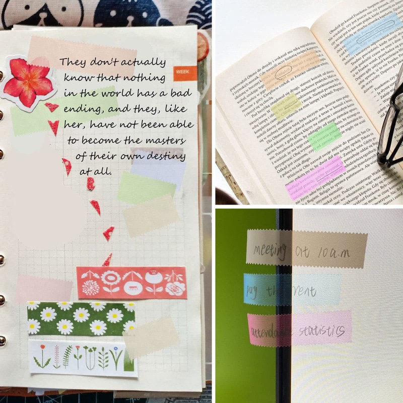 Modixun 6 Rolls Writable Transparent Sticky Notes, Removable Highlighter Tape