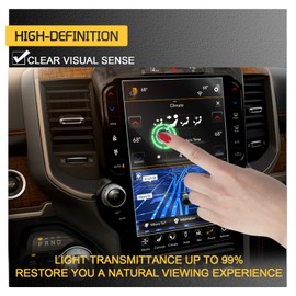 Screen Protector for 2019-2023 Dodge Ram 1500 Accessories 12Inch GPS Infotainment Touchscreen 2019+ Dodge Ram 1500 9HD Tempered Glass for 2019 2020 2021 2022 2023 Dodge Ram 1500 2500 3500