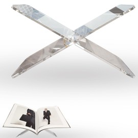 Mbneesio Acrylic Book Stand, Magazine Display Rack,Modern Clear Holder, Indoor Book Display for Kitchen Cookbooks, Living Room Magazines, Office Table Books for Reading– Easy to Assemble & Clean