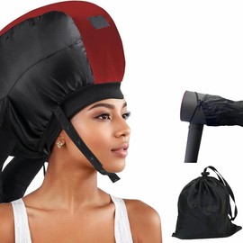 Large Bonnet Hood Dryer Diffuser for Curly Hair Ideal for At - Home Blowouts Post - Wash Days or Quick Touch - Ups:_Red and Black