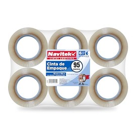 Cinta de Embalaje Transparente 095| Transparente | 48mm x 150m | Cinta Adhesiva Resistente para Cajas y Paquetes | Adhesivo Acrílico Base Agua | Uso Hogar, Oficina y Taller |Pack 6 uds