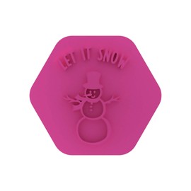 LissieLou Let It Snow Snowman Cookie Stamp Christmas Theme Icing Fondant Embosser - Light Pink
