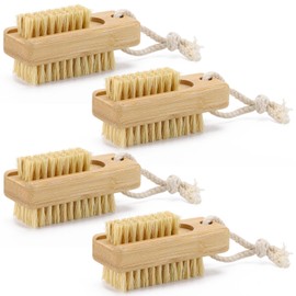 Nail Cleaning Brushes for Fingernails 2-Sided Non-Slip Brush with Hanging Rope Wooden Nail Brushes 4 Pack