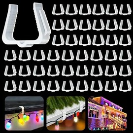 Plomevry 50 Pcs Christmas Light Hanger Hooks 1 5/8 Inch Fascia Boards Clips Weatherproof Clip Plastic Clip Outdoor Holiday Light Clip