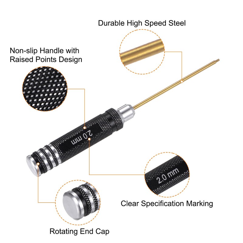 sourcing map 2pcs RC Hex Screwdriver 2mm Titanium Hexagon Screwdrivers