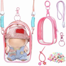 Doll Protective Case for Labu, Doll Case Plush Toy Storage, Includes Bag, Keychain, and Pom Pom, for Boys and Girls, Display and Organize Your Dolls