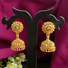 Efulgenz Gold Tone Indian Earrings for Women Jhumka Jhumki Earrings Dubai Style Earring Set Indian Gold Tone Jhumka Jhumki Earring Set Indian Bridal Jewelry for Wedding Bollywood Fashion Jewelry,