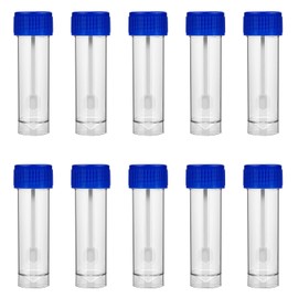 ULTECHNOVO 10Pcs Stool Containers Specimen Cup, 25-30ml Sample Test Tubes Cup with Spoon Lid, Urine Sample Pots for Laboratory School Educational