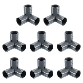 uxcell 1/2" PVC Fittings, 8 Pcs 3 Way Elbow Connector Elbow PVC Furniture Fittings Corner Fitting for Water Supplies PVC Furniture DIY Shelf Greenhouse Tent Connection, Grey