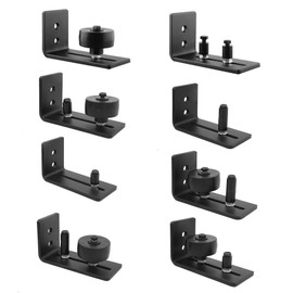 Barn Door Floor Guide Set, Adjustable Barn Door Floor Guide Stay Roller, Wall Mount Channel Floor Guides with 8 Setup Options Fit for All Sliding Barn Doors